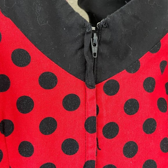 Bea & Dot Modcloth Dress Ladybug Polka Dot Sleevless V Neck Flare Retro Women XS - Picture 15 of 16